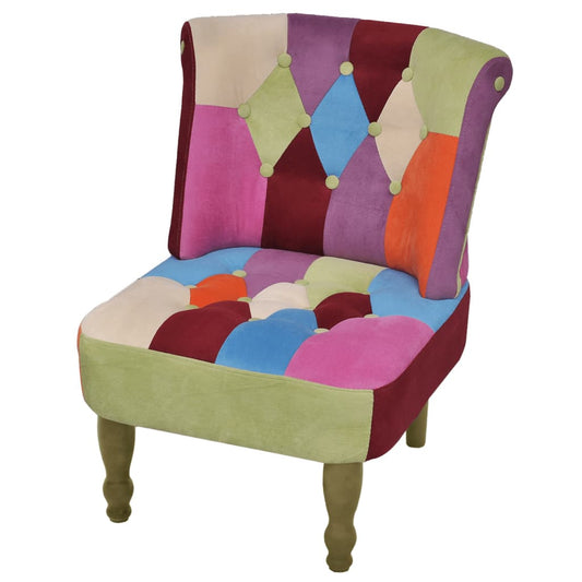 Fransk Stol Med Patchwork-Design Stof