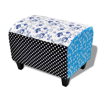 Fodskammel Patchwork Blå Og Hvid - Billede 2