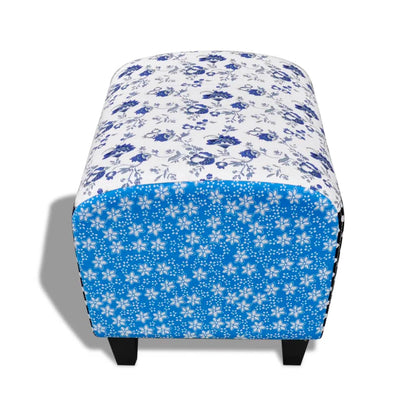 Fodskammel Patchwork Blå Og Hvid - Billede 4