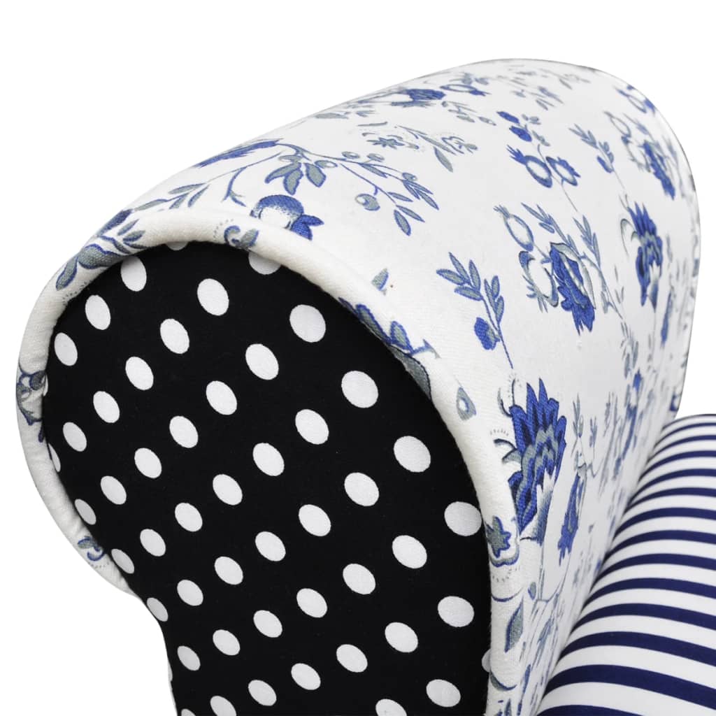 Bænk Patchwork Blå Og Hvid - Billede 4