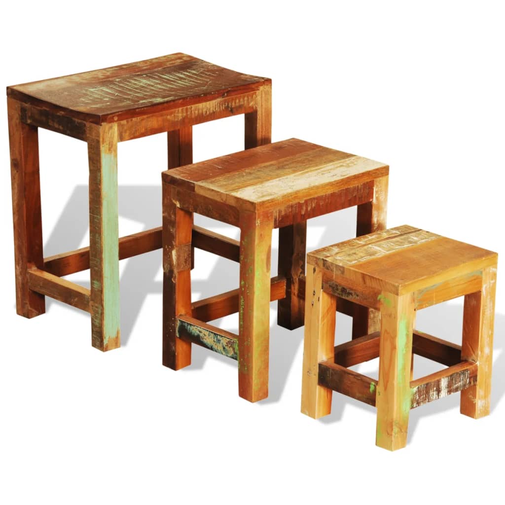 Indskudsbordsæt I Tre Dele Genbrugstræ Vintagestil - Billede 6