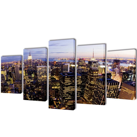 Kanvasbilledsæt Fugleperspektiv Af New York Skyline