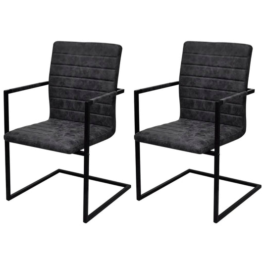 Spisebordsstole 2 Stk. Cantilever-Design Kunstlæder Sort