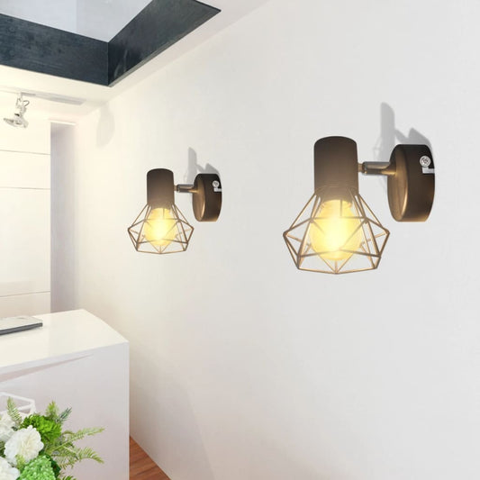 Væglamper 2 Stk. Med Led-Pærer Industriel Stil Sort