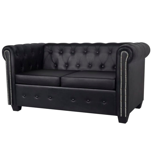 2-Personers Chesterfield Sofa Kunstlæder