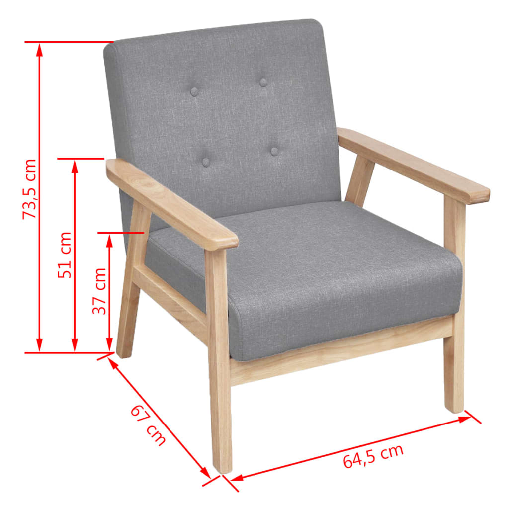 Sofasæt 2 Dele Stof Lysegrå
