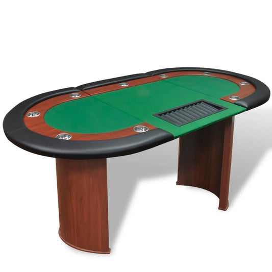 10 Pers. Pokerbord Med Dealerområde Og Jetonholder