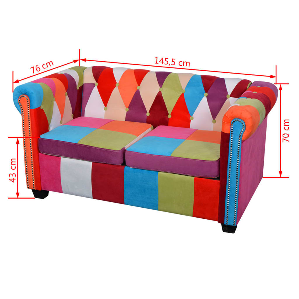 2-personers Chesterfield Sofa Stof - billede 5