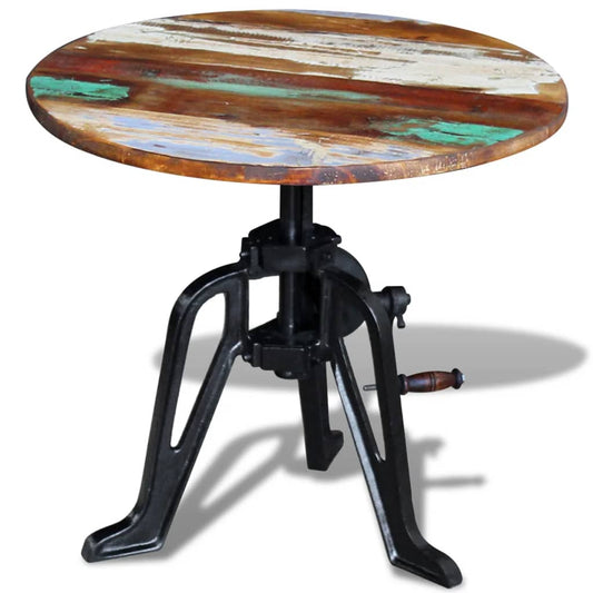 Sidebord 60 X (42-63) Cm Massivt Træ Og Støbejern - Hovedbillede