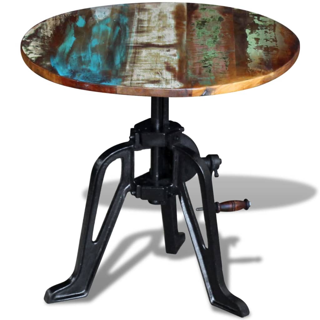 Sidebord 60 X (42-63) Cm Massivt Træ Og Støbejern - Billede 2
