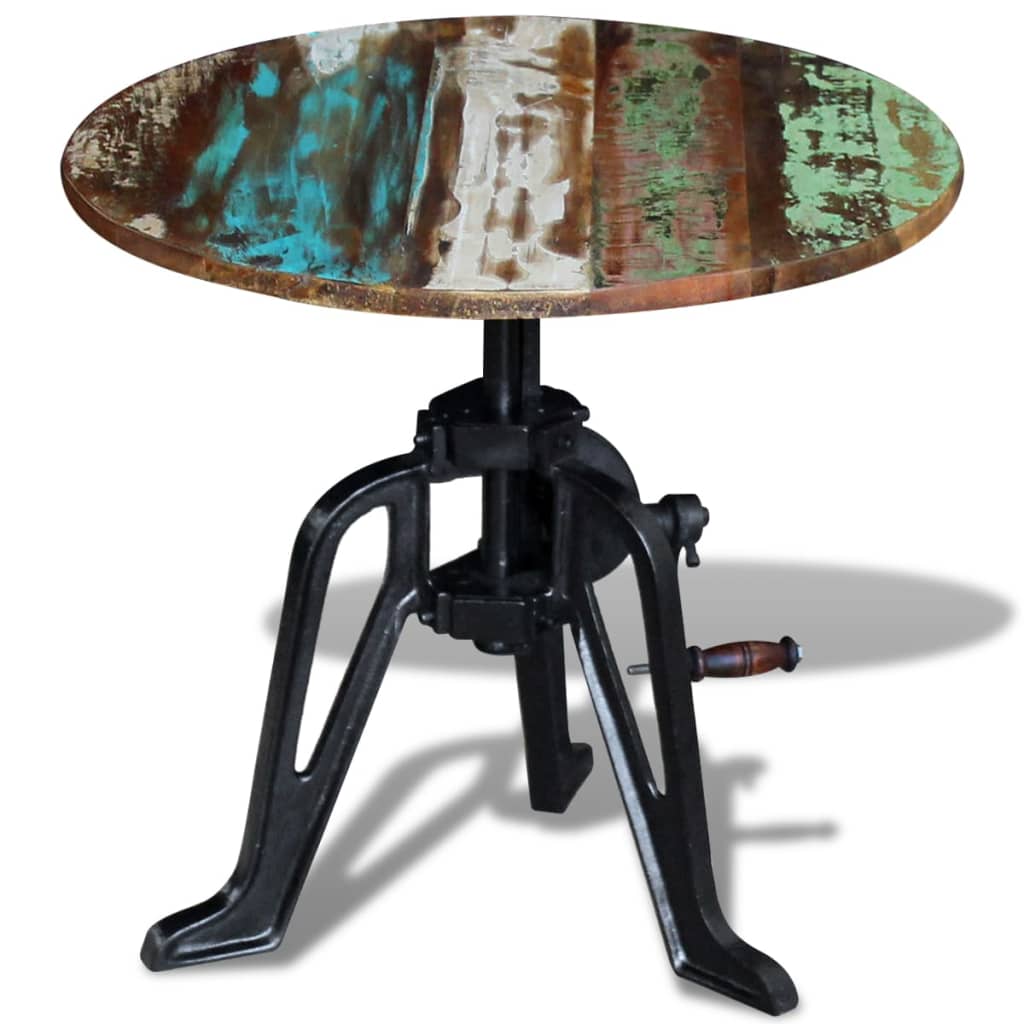 Sidebord 60 X (42-63) Cm Massivt Træ Og Støbejern - Billede 3