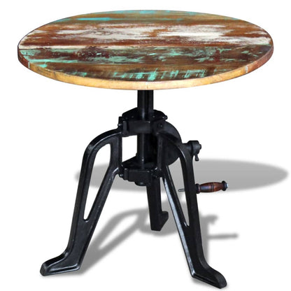 Sidebord 60 X (42-63) Cm Massivt Træ Og Støbejern - Billede 4