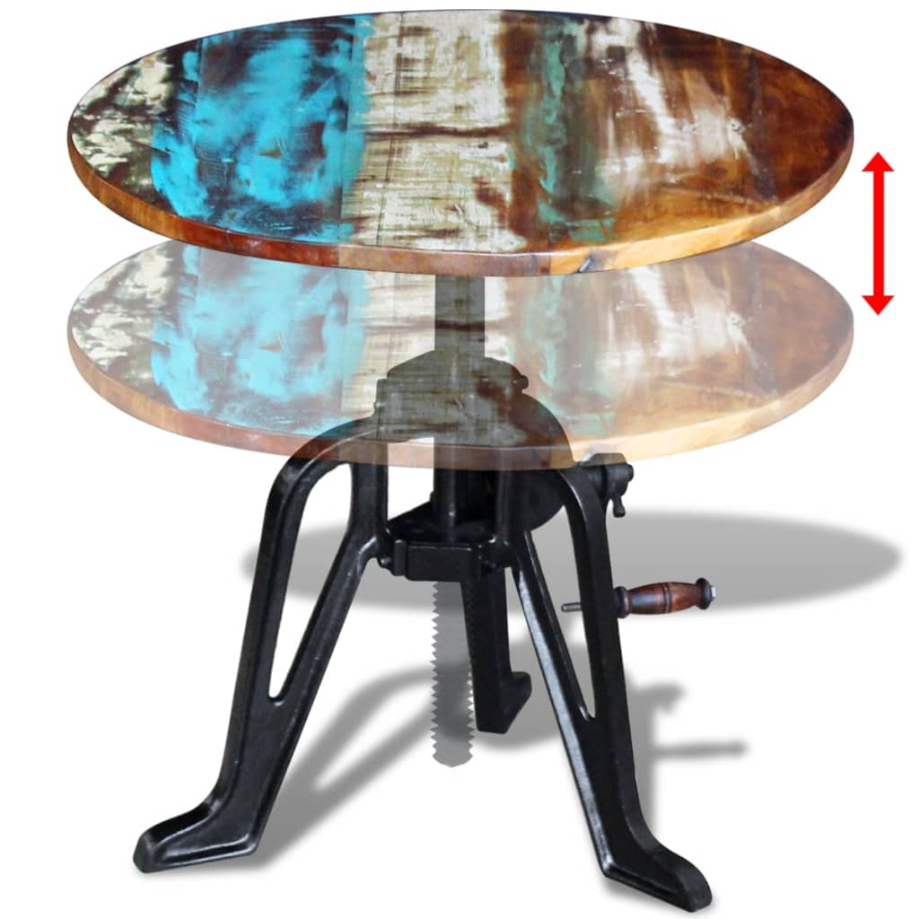 Sidebord 60 X (42-63) Cm Massivt Træ Og Støbejern - Billede 8