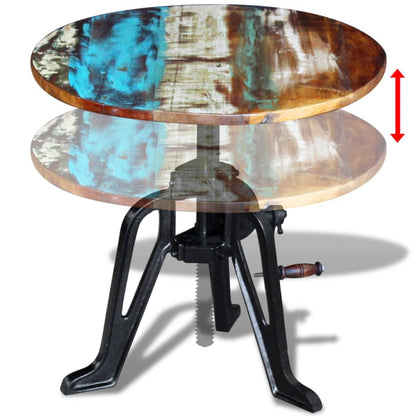 Sidebord 60 X (42-63) Cm Massivt Træ Og Støbejern - Billede 8