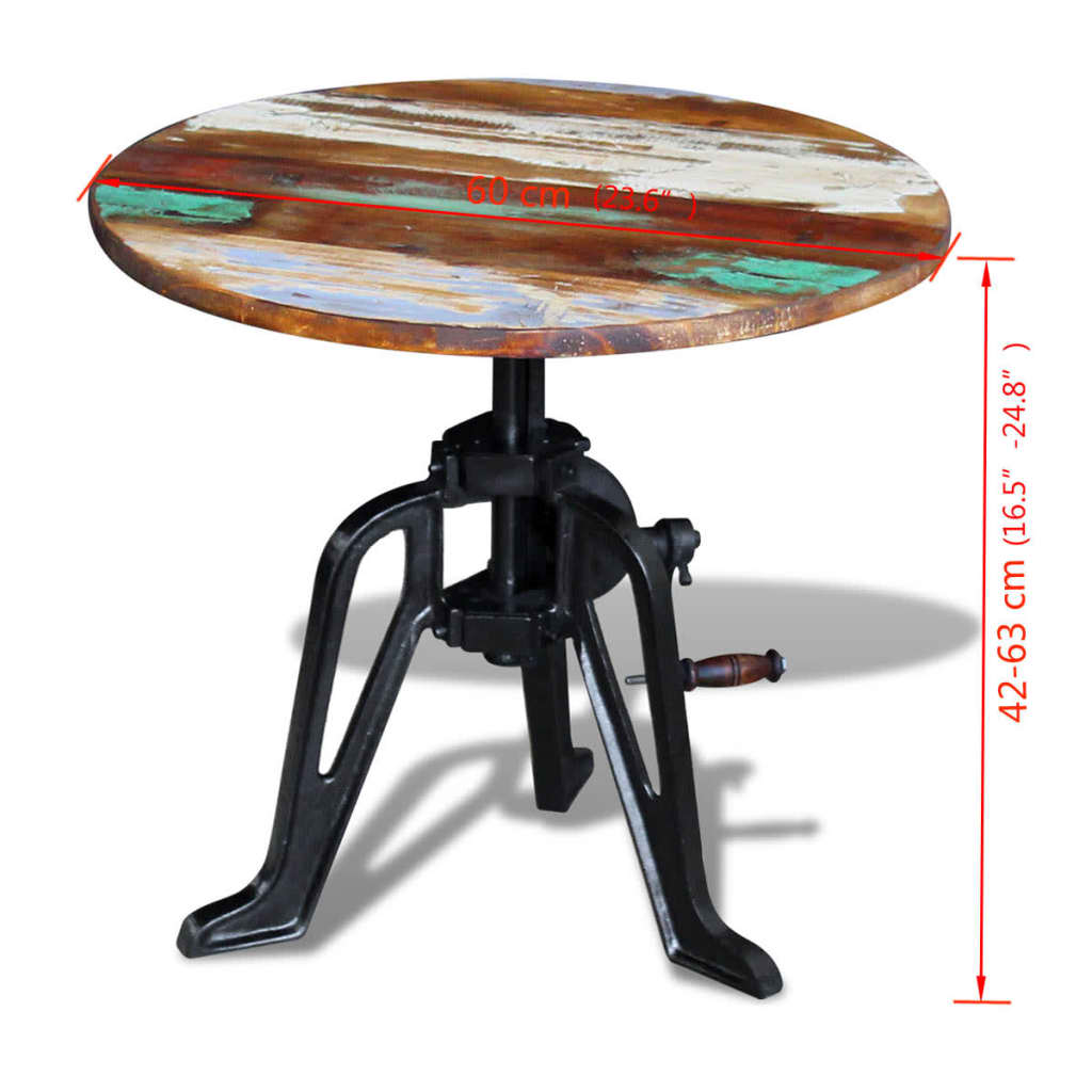 Sidebord 60 X (42-63) Cm Massivt Træ Og Støbejern - Billede 10
