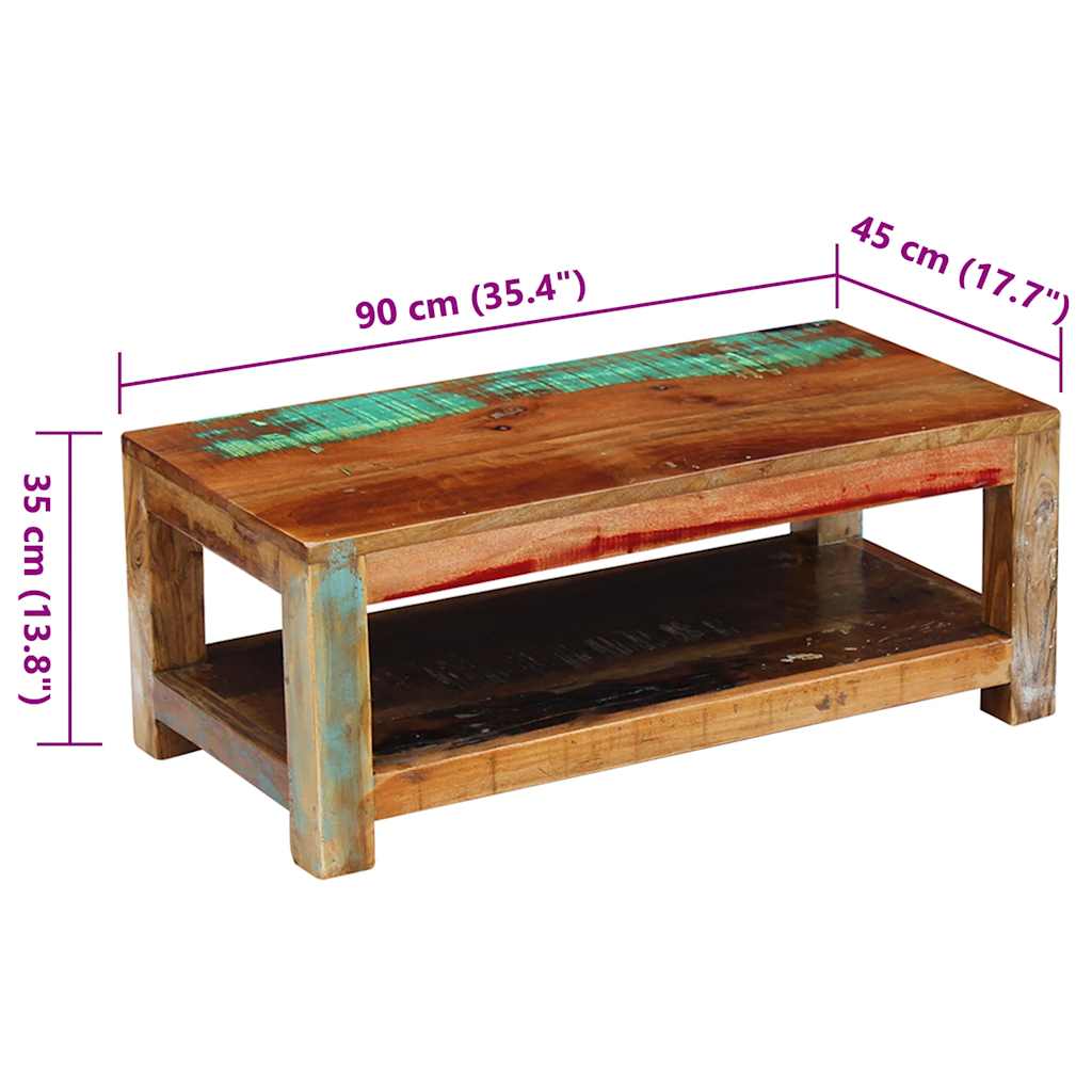 Sofabord 90x45x35 Cm Massivt Genbrugstræ - Billede 8
