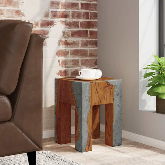 Taburet Massivt Teaktræ Og Resin