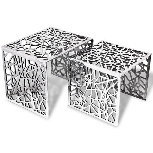 Firkantet Sidebord I To Dele I Aluminium Sølvfarvet
