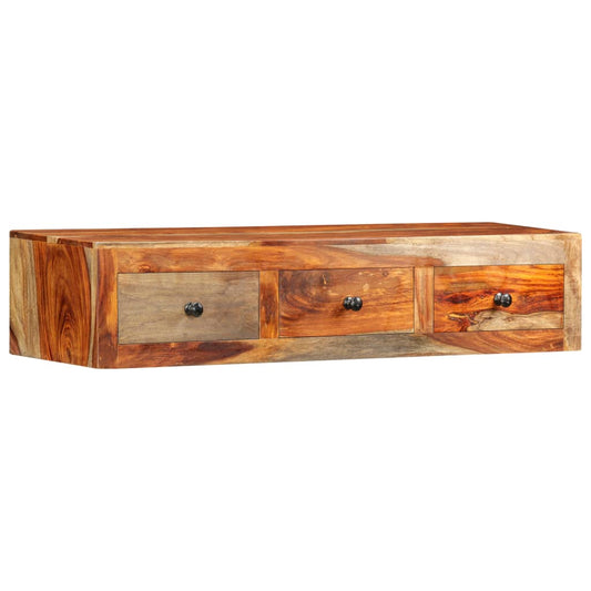 Væghængt Konsolbord 100X25X20 Cm Massivt Sheeshamtræ Sort