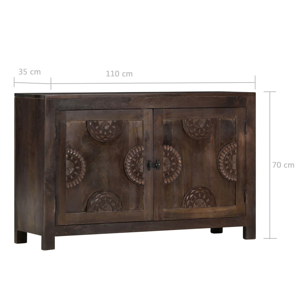 Skænk Med Udskåret Design 110x35x70 Cm Massivt Mangotræ - Billede 8