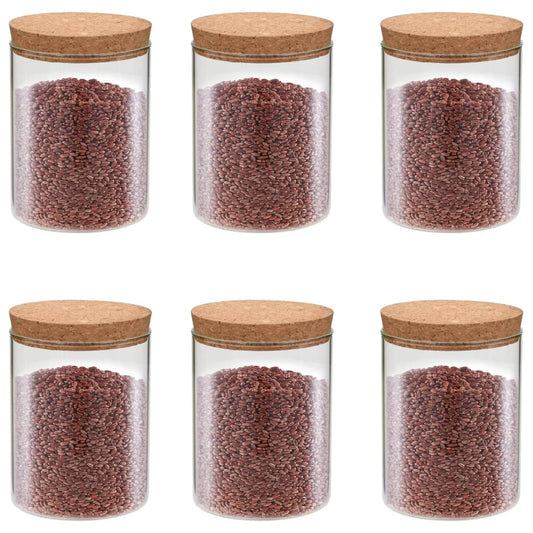 Opbevaringsglas Med Korklåg 6 Stk. 650 Ml