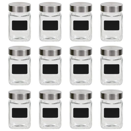 Opbevaringsglas Med Etiket 12 Stk. 300 Ml