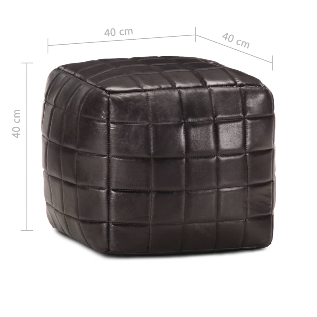 Puf 40 X 40 X 40 Cm Ægte Gedeskind Sort - Billede 5