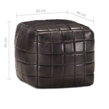 Puf 40 X 40 X 40 Cm Ægte Gedeskind Sort - Billede 5
