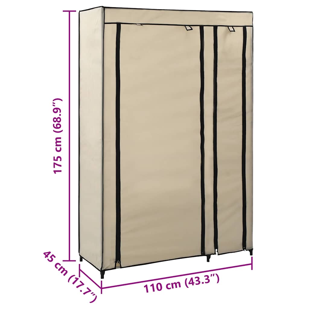 Foldbart Klædeskab 110 X 45 X 175 Cm Stof - Billede 7