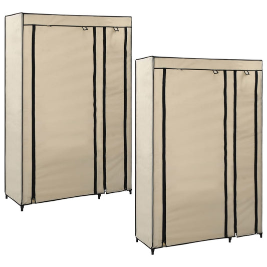 Foldbare Klædeskabe 2 Stk. 110 X 45 X 175 Cm Stof Farvet