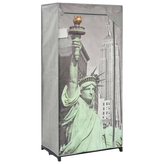 Klædeskab 75 X 45 X 160 Cm Stof New York-Mønster