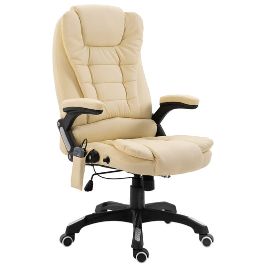 Kontorstol Med Massagefunktion Polyester Cremefarvet - Hovedbillede
