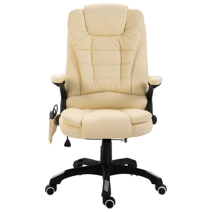 Kontorstol Med Massagefunktion Polyester Cremefarvet - Billede 2