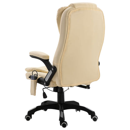 Kontorstol Med Massagefunktion Polyester Cremefarvet - Billede 3