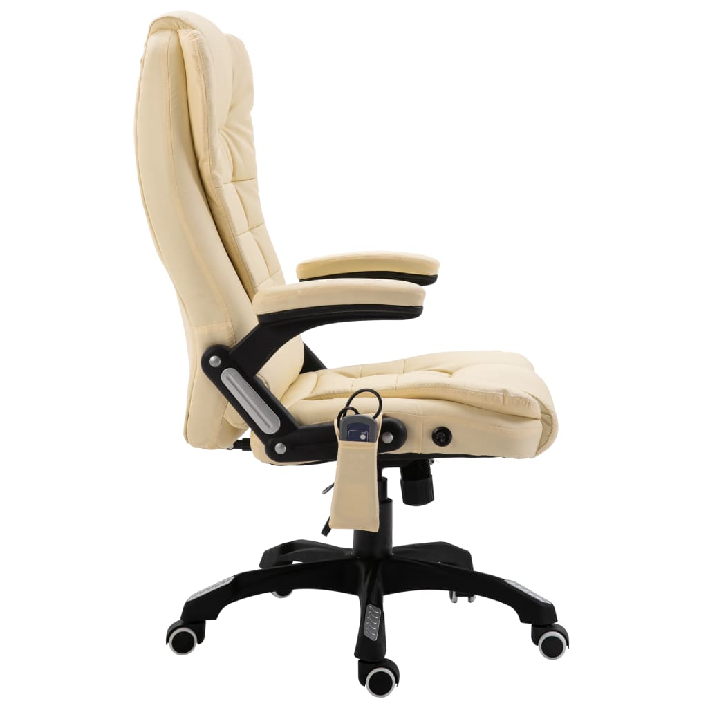 Kontorstol Med Massagefunktion Polyester Cremefarvet - Billede 4