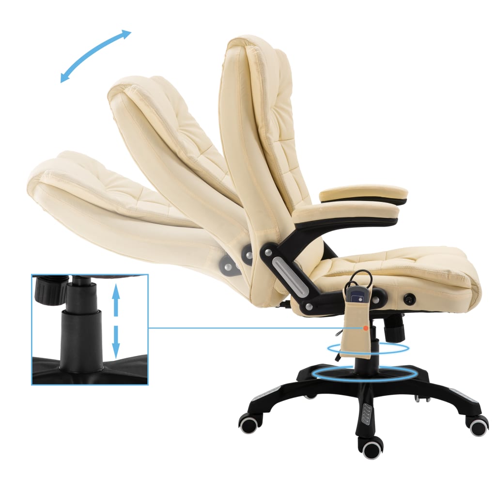 Kontorstol Med Massagefunktion Polyester Cremefarvet - Billede 5