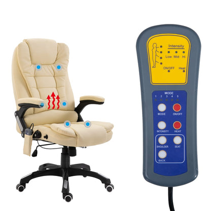 Kontorstol Med Massagefunktion Polyester Cremefarvet - Billede 6