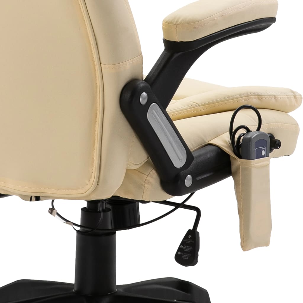 Kontorstol Med Massagefunktion Polyester Cremefarvet - Billede 7