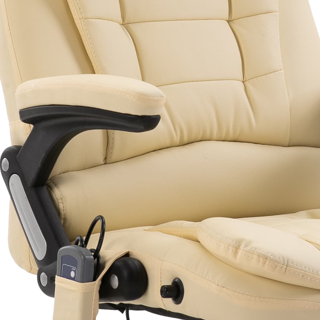 Kontorstol Med Massagefunktion Polyester Cremefarvet - Billede 8