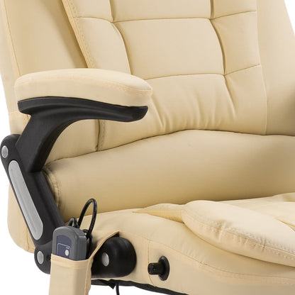Kontorstol Med Massagefunktion Polyester Cremefarvet - Billede 8
