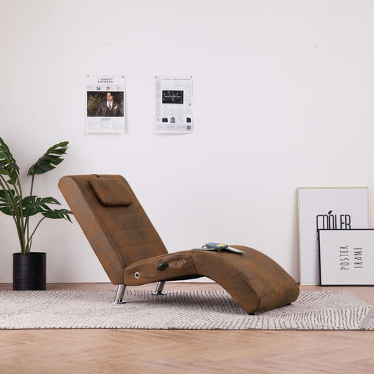 Massagechaiselong Med Pude Imiteret Ruskind