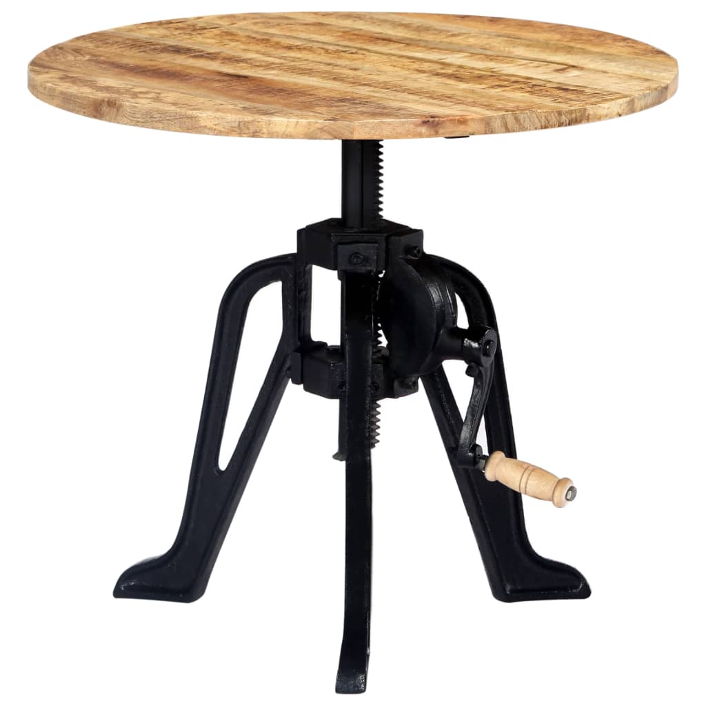 Sidebord 60 X (42-63) Cm Massivt Træ Og Støbejern