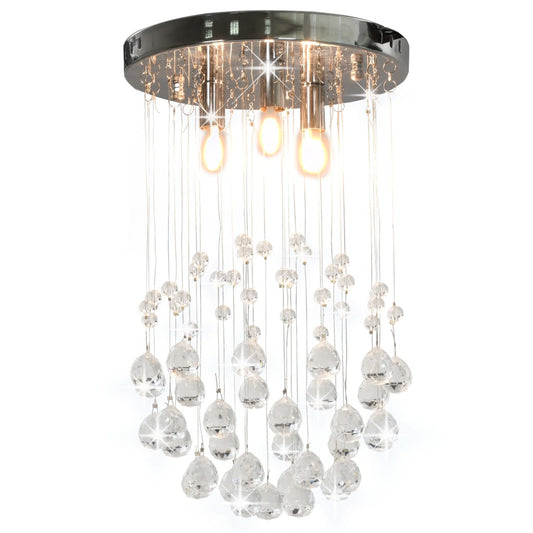 Loftlampe Med Krystalperler Kugleformet 3 X G9-Pærer Sølvfarvet