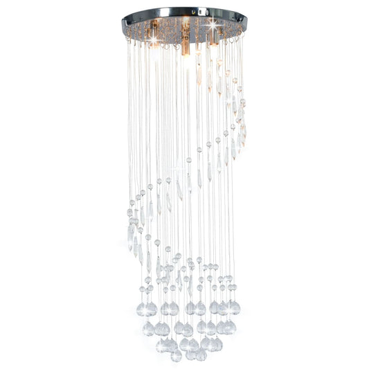 Loftlampe Med Krystalperler Spiralform G9 Sølvfarvet
