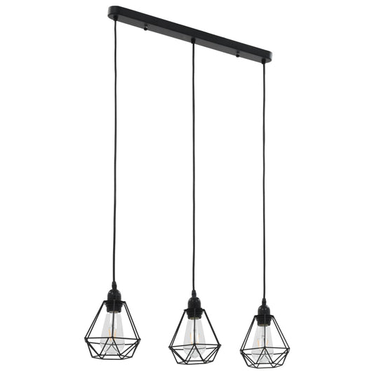 Loftlampe Med Diamantdesign 3 X E27-Pærer Sort
