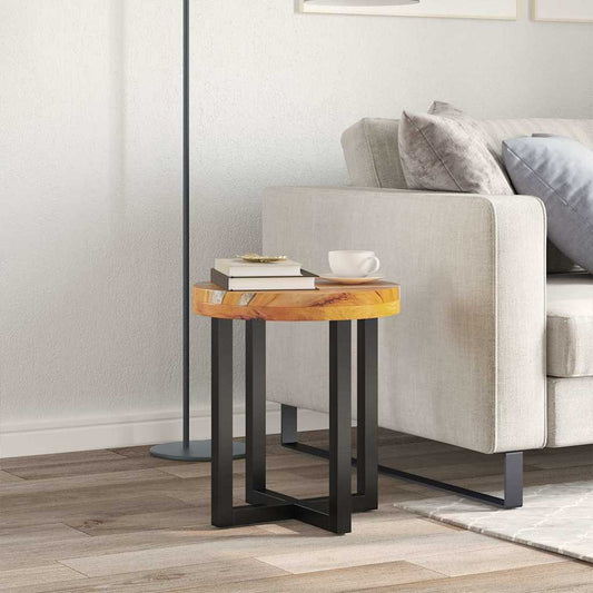 Sofabord 40 X 45 Cm Massivt Teaktræ Og Polyresin
