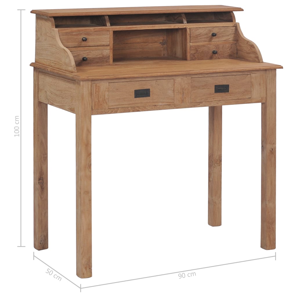 Skrivebord 90x50x100 Cm Massivt Teaktræ - Billede 9