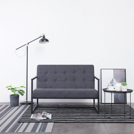 2-Personers Sofa Med Armlæn Stål Og Stof