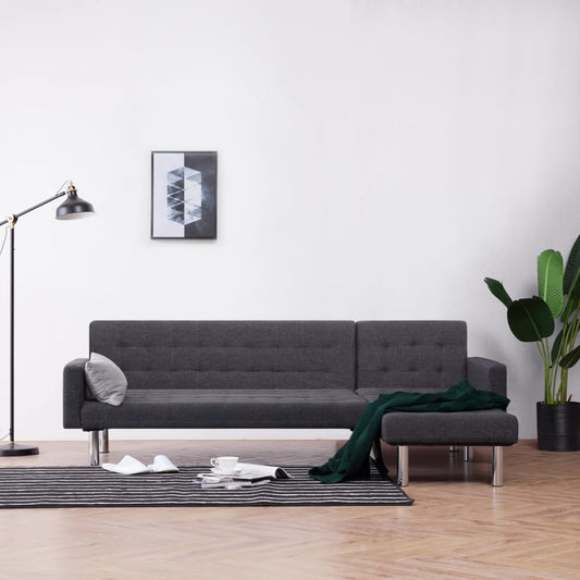 L-Formet Sovesofa Polyester Mørkegrå