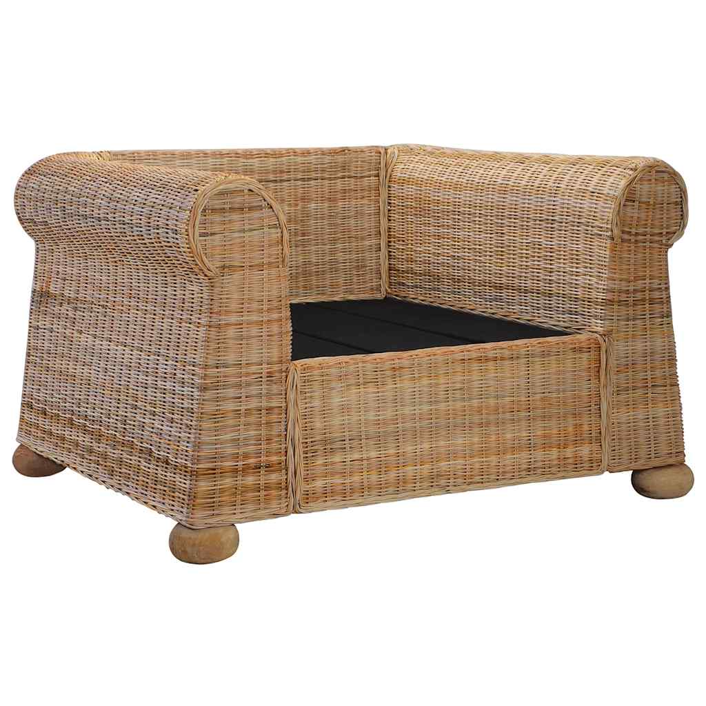 Lænestol Med Hynder Naturlig Rattan - Billede 2
